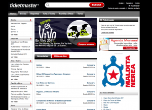 Pantallazo web TicketMaster