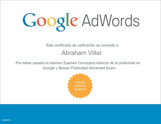 Certificado Google Adwords